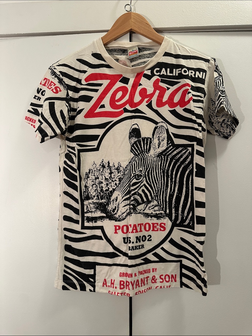 Zebra Graphic Short Sleeve Tee in White, Black & Red